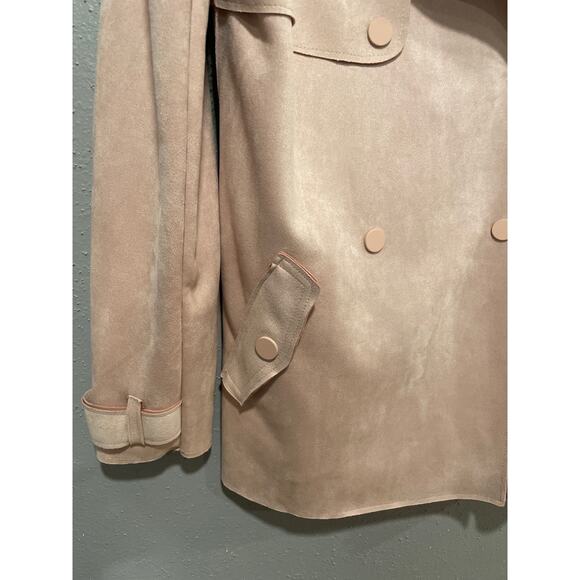 Blush Pink Large L Haute Monde Women's Juniors Casual Faux Suede Moto Jacket - Picture 7 of 9